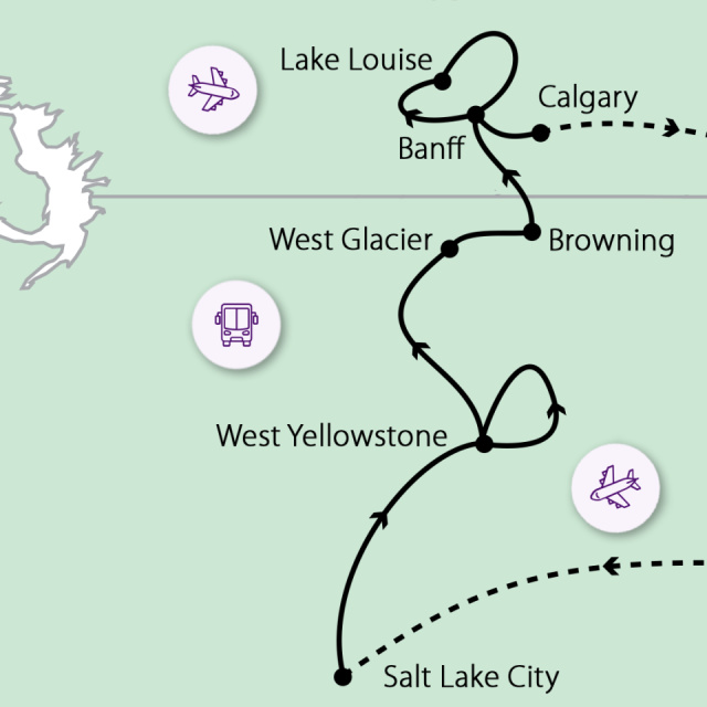 
Sziklás-hegység, Yellowstone és Kanada
