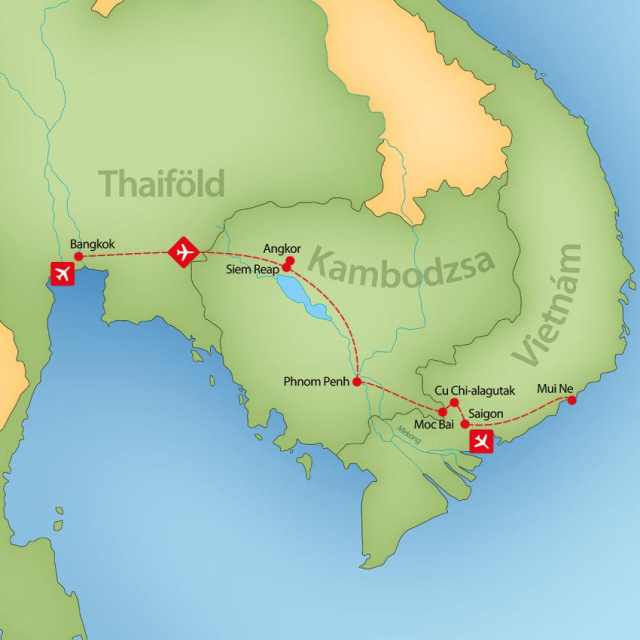 
Thaiföld, Vietnám és Kambodzsa körutazás tengerparti pihenéssel
