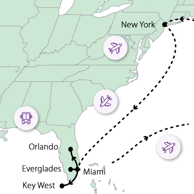 
New York - Miami: felhőkarcolóktól a pálmafákig
