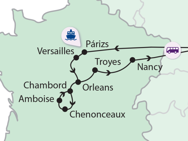 
Loire-menti kastélyok és Párizs
