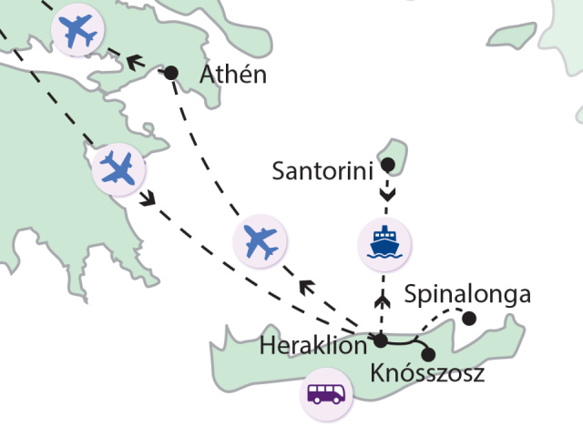 
Kréta, a Minotaurus szigete és Athén
