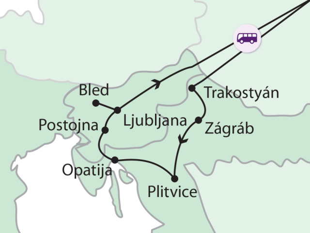 
Adria, Postojna és a Plitvicei-tavak
