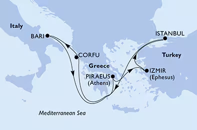 MSC Orchestra - 7 éjszakás kelet-mediterrán hajóút